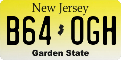 NJ license plate B64OGH