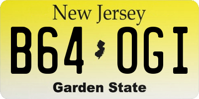NJ license plate B64OGI