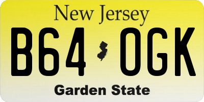 NJ license plate B64OGK