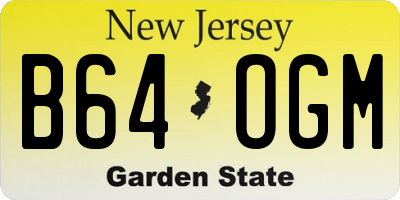 NJ license plate B64OGM