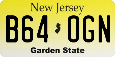NJ license plate B64OGN