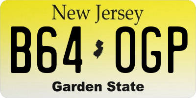 NJ license plate B64OGP