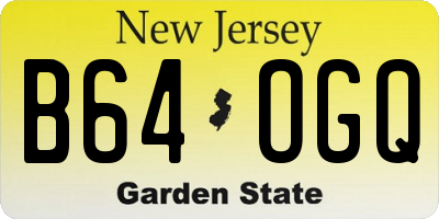 NJ license plate B64OGQ