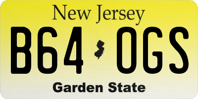 NJ license plate B64OGS
