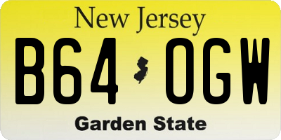 NJ license plate B64OGW