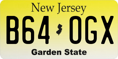 NJ license plate B64OGX