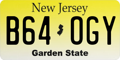 NJ license plate B64OGY