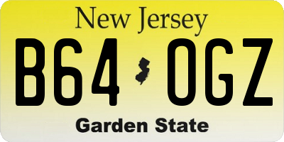 NJ license plate B64OGZ