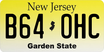 NJ license plate B64OHC