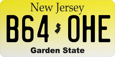 NJ license plate B64OHE