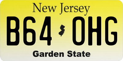 NJ license plate B64OHG