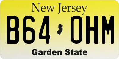 NJ license plate B64OHM