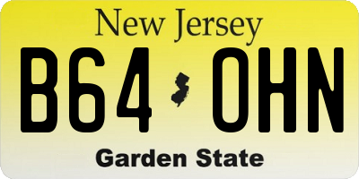 NJ license plate B64OHN