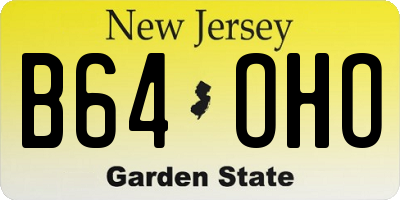 NJ license plate B64OHO