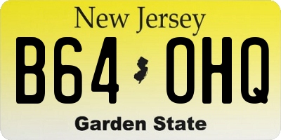 NJ license plate B64OHQ