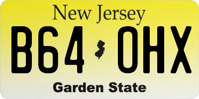 NJ license plate B64OHX