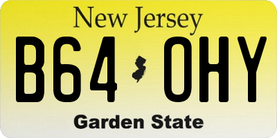 NJ license plate B64OHY