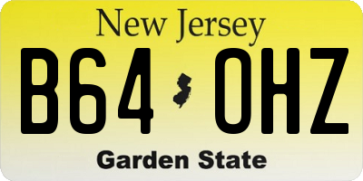 NJ license plate B64OHZ