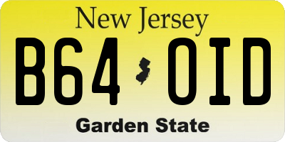 NJ license plate B64OID