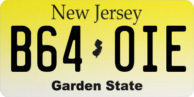 NJ license plate B64OIE