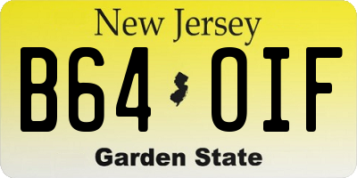 NJ license plate B64OIF
