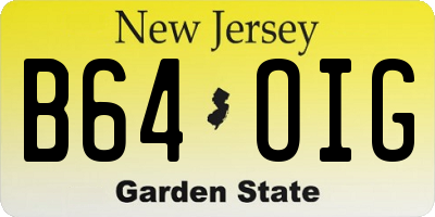 NJ license plate B64OIG