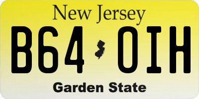 NJ license plate B64OIH