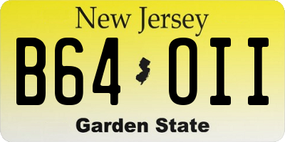 NJ license plate B64OII