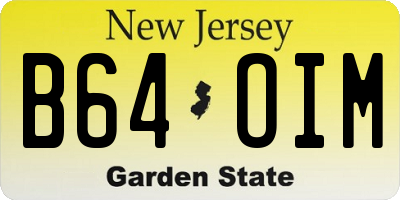 NJ license plate B64OIM