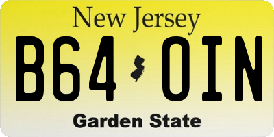 NJ license plate B64OIN