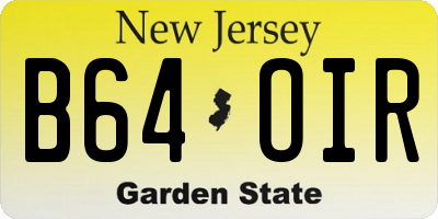 NJ license plate B64OIR