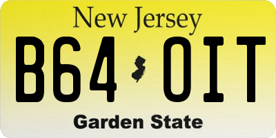 NJ license plate B64OIT