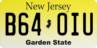 NJ license plate B64OIU