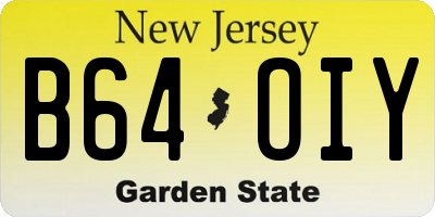 NJ license plate B64OIY