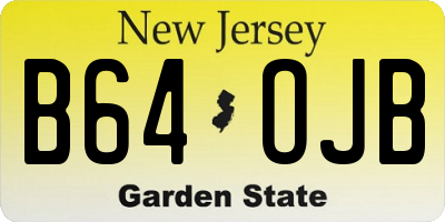 NJ license plate B64OJB