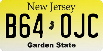 NJ license plate B64OJC