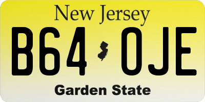 NJ license plate B64OJE