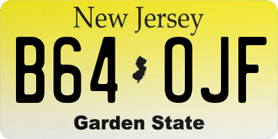 NJ license plate B64OJF