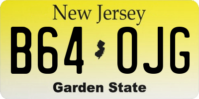 NJ license plate B64OJG