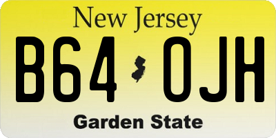NJ license plate B64OJH