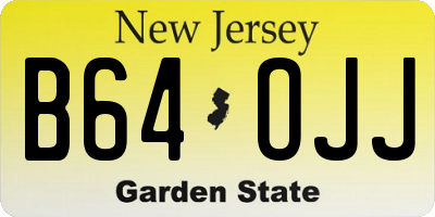 NJ license plate B64OJJ