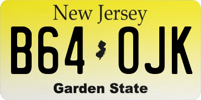 NJ license plate B64OJK