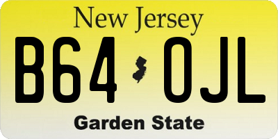 NJ license plate B64OJL