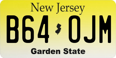 NJ license plate B64OJM