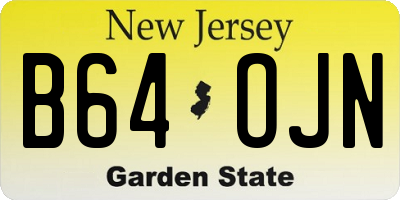 NJ license plate B64OJN