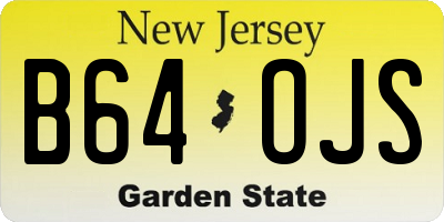 NJ license plate B64OJS