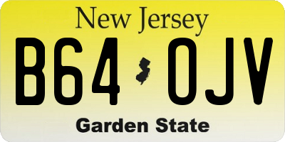 NJ license plate B64OJV