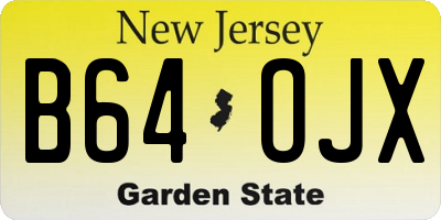 NJ license plate B64OJX