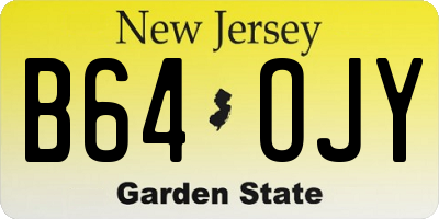 NJ license plate B64OJY