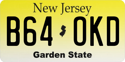 NJ license plate B64OKD